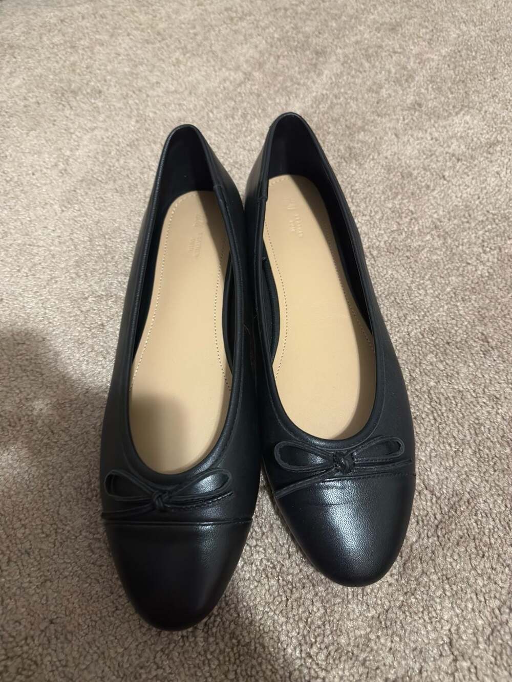 H&M Black Leather Bow Ballet Flats